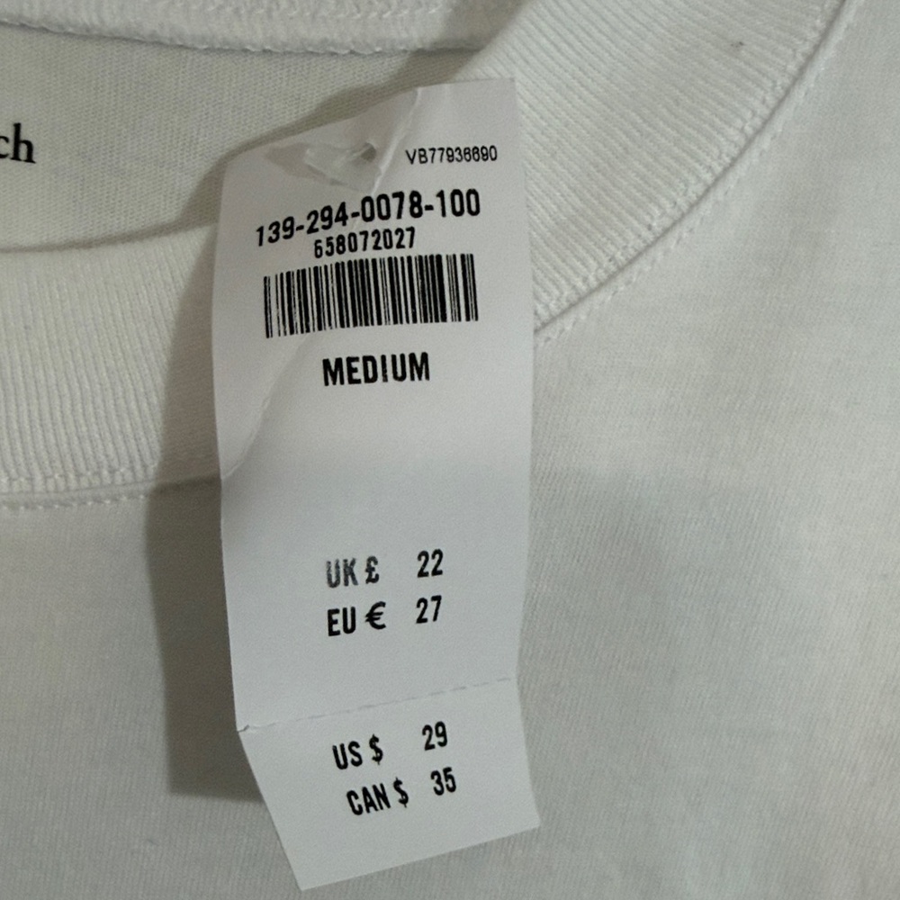 Abercrombie & Fitch White Cropped Crewneck Tee - Picture 2 of 3